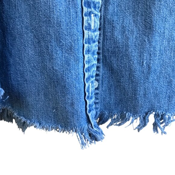 Upcycled Jean Jacket, M: Denim & Flannel Star Patchwork, Waffle Knit Sleeves - Picture 7 of 12